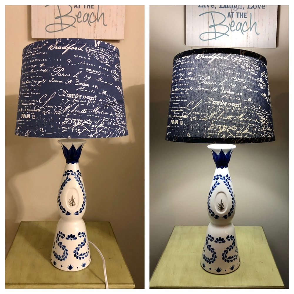 Clase Azul Reposado Tequila ceramic bottle Lamp with Script Shade